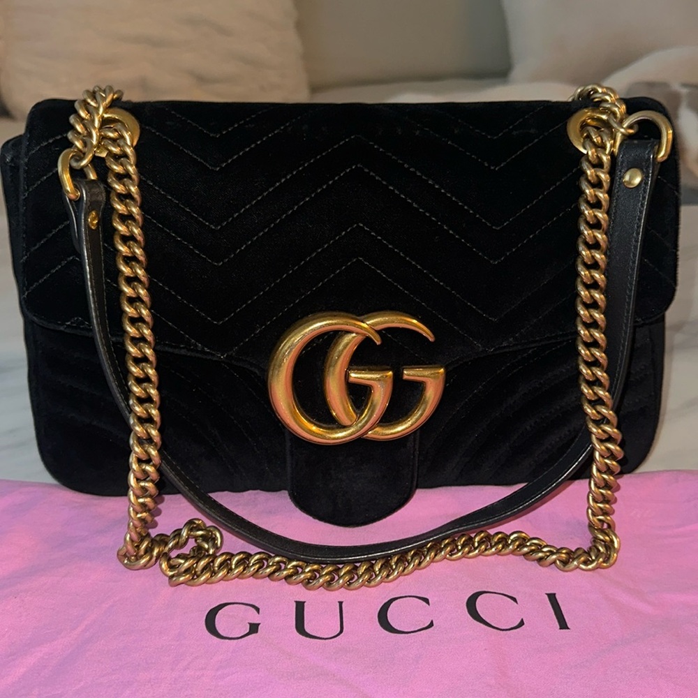 💖 Authentic Gucci Marmont GG Velvet Medium Handbag 💖